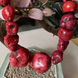 Antique red turquoise chunky necklace